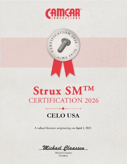 STRUX SM™ Certificate