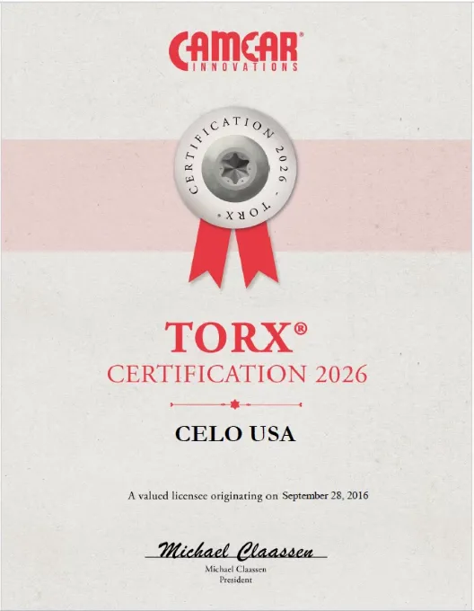 TORX® Certificate