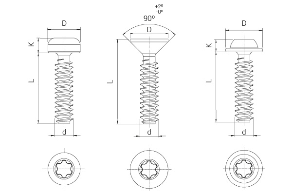 Tornillo rosca plástico FF81T REMFORM®F cabeza alomada TORX