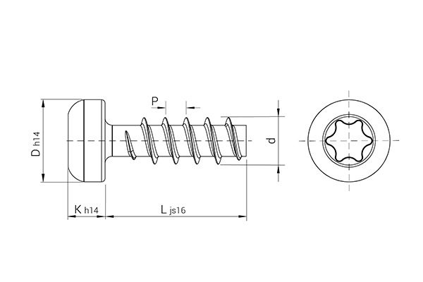 Tornillo rosca plástico CL81T CELOPLAST cabeza alomada TORX