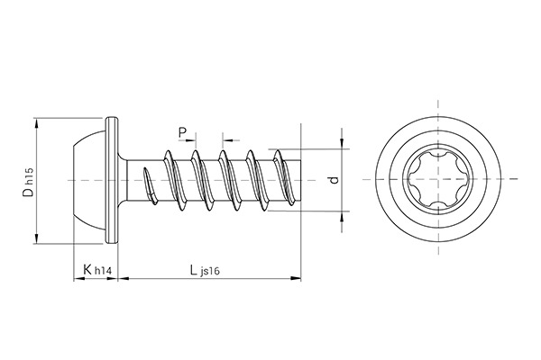 Tornillo CELOspArk® zincado, cabeza alomada con arandela, TORX PLUS®