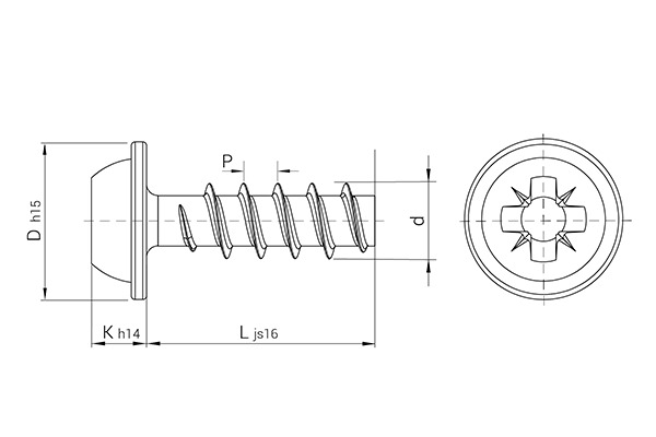 Tornillo CELOspArk® zincado, cabeza alomada con arandela, POZI