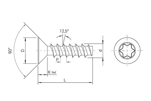 Tornillo REMFORM® zincado, cabeza avellanada, TORX®