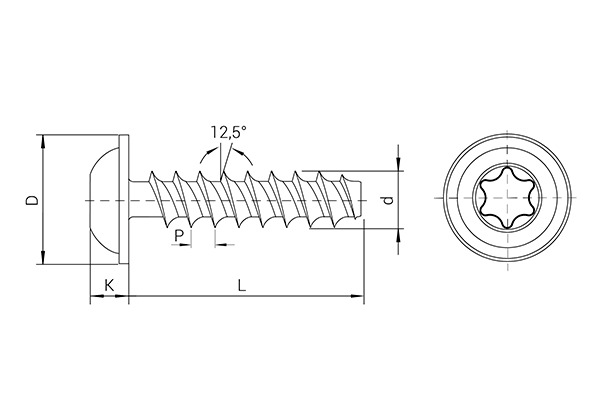 REMFORM® Zinc plated screw, Pan head flange TORX®