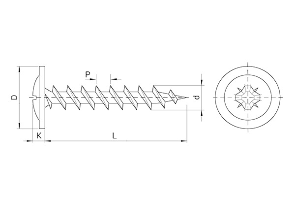 TWINPLAST Zinc plated screw, Pan head flange POZI , CUT-OFF point